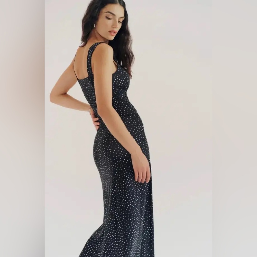 Reformation Suvi Knit Black Polka Dot Dress in Selene